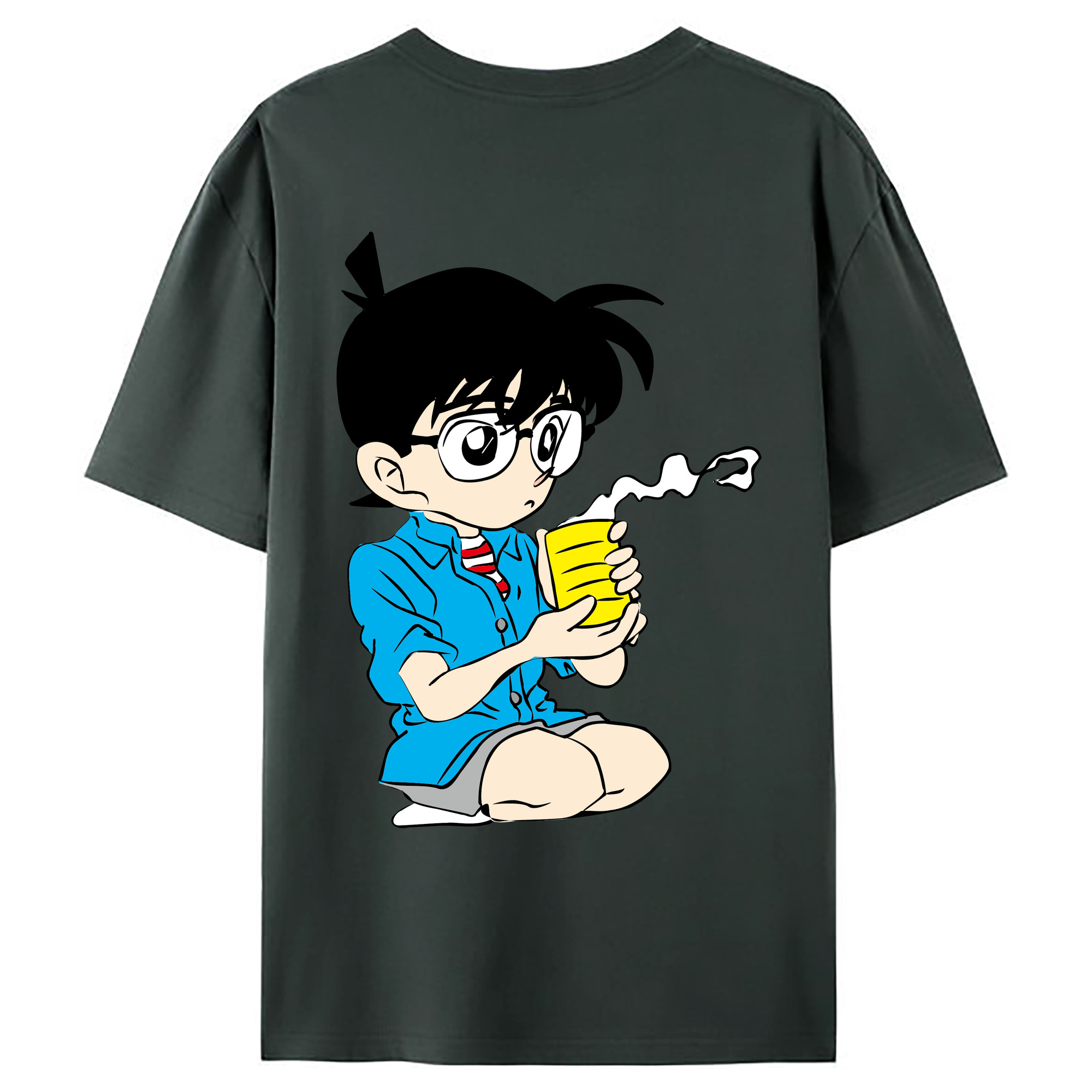 （画像用） 名探偵コナン 江戸川 コナン Detective Conan Conan Edogawa 綿100％ メンズ半袖Tシャツ（バックプリント） 通気性